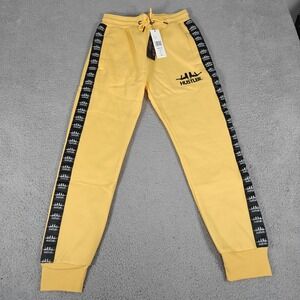 Reason Hustler‎ Pants Mens Medium Yellow Joggers Track Sweatpants Logo Trim New